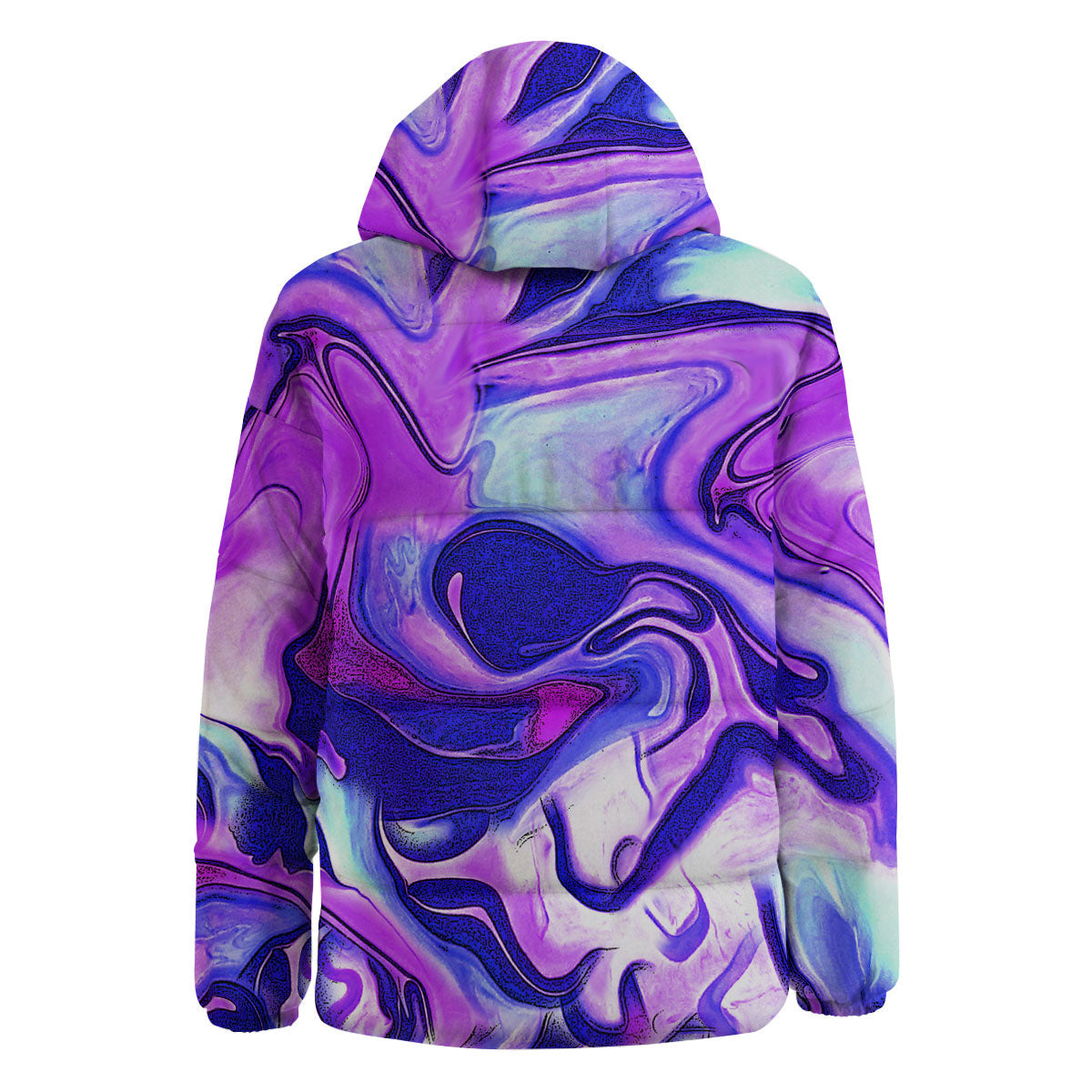 Holographic Purple Print Pattern Down Jacket-grizzshop