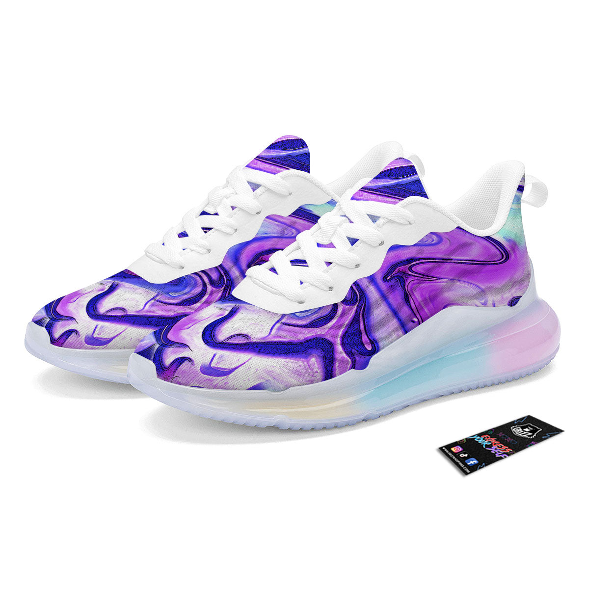 Holographic Purple Print Pattern Running Sneakers-grizzshop