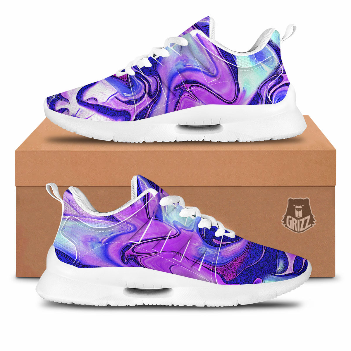 Holographic Purple Print Pattern Tennis Shoes-grizzshop