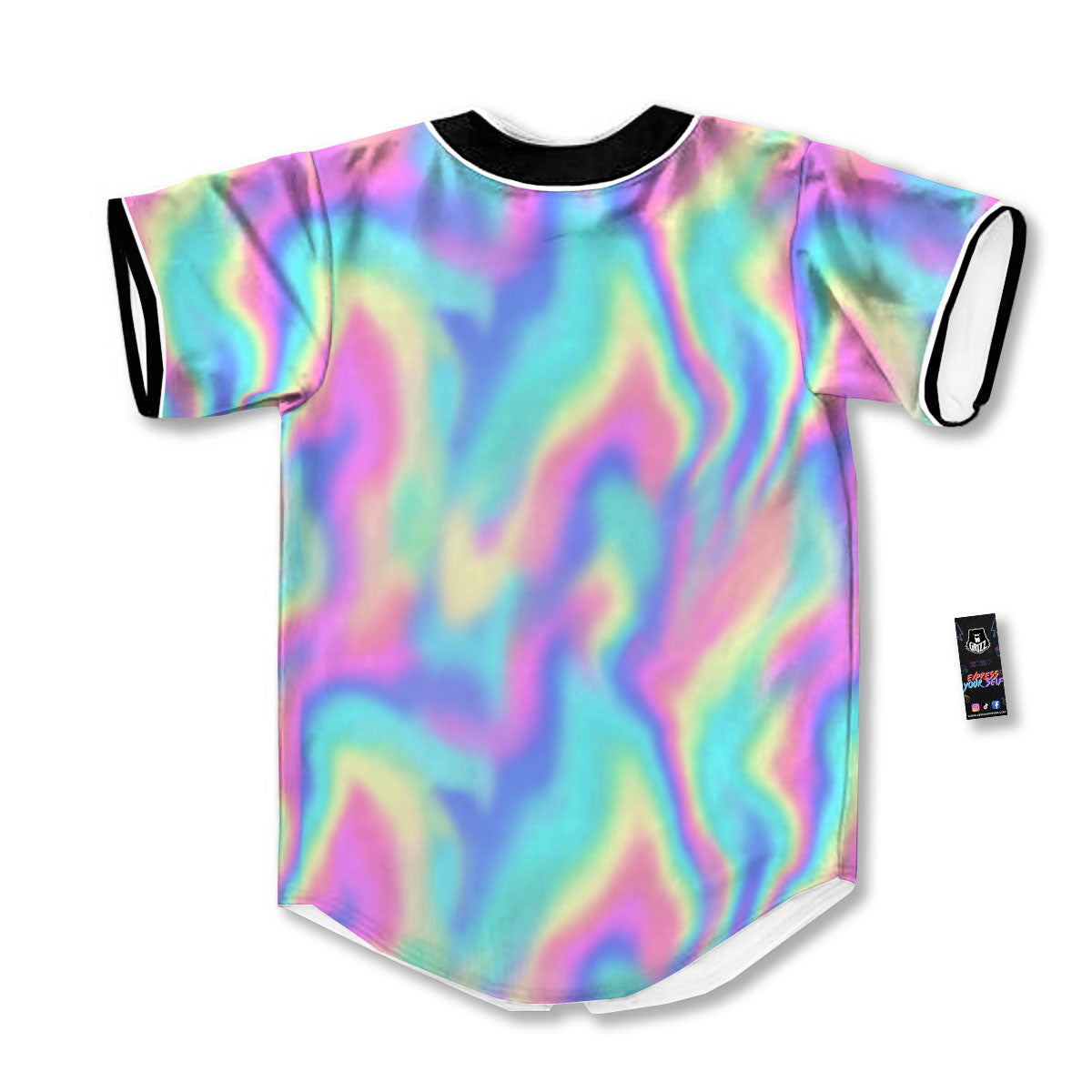 Holographic Rainbow Print Pattern Baseball Jersey-grizzshop