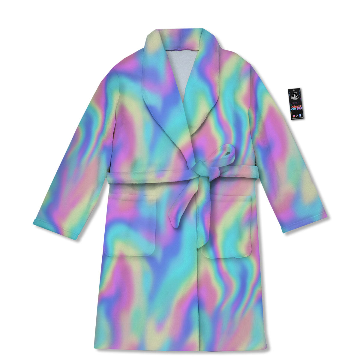 Holographic Rainbow Print Pattern Bathrobe-grizzshop