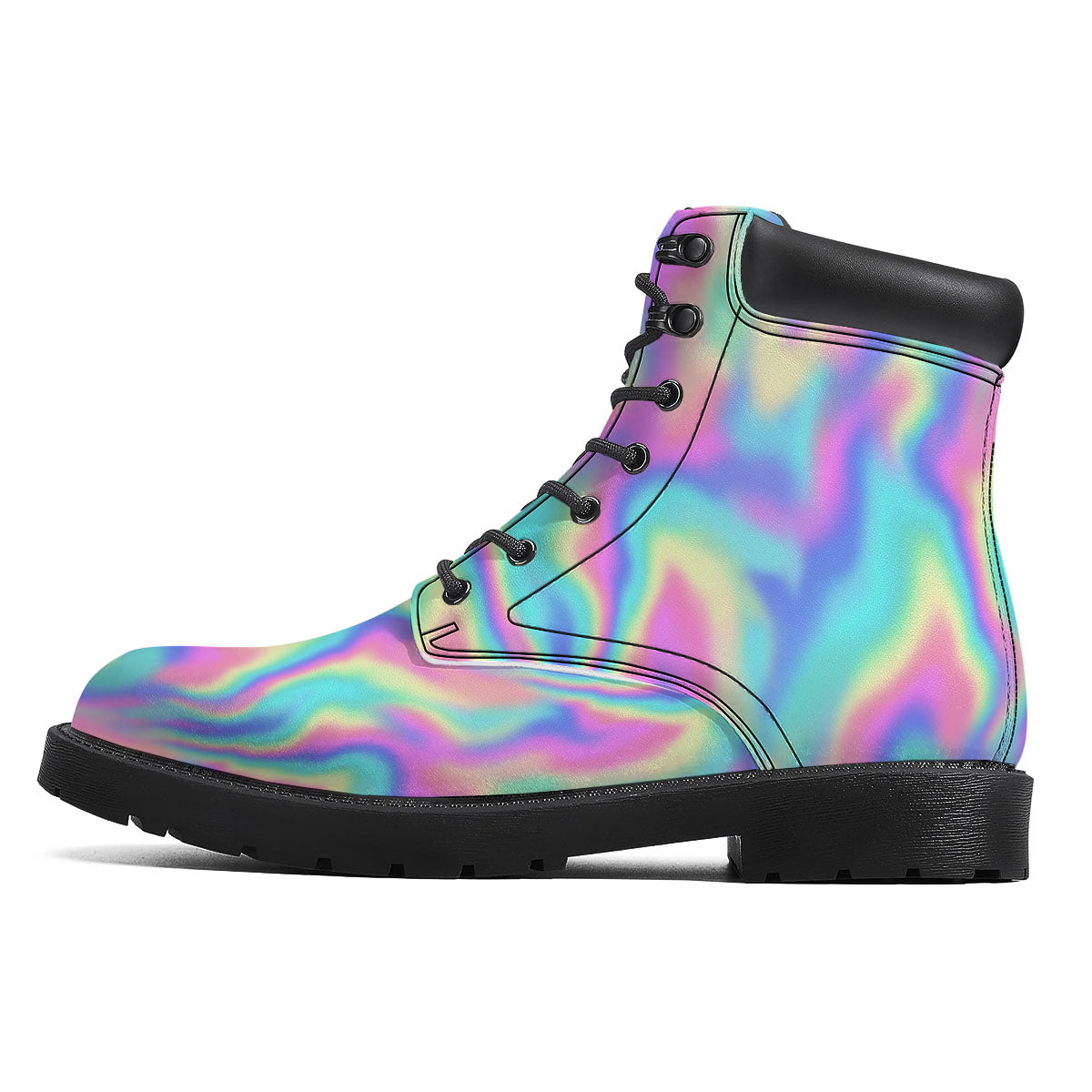 Holographic Rainbow Print Pattern Boots-grizzshop