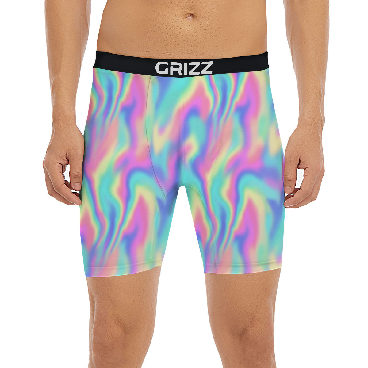 Holographic Rainbow Print Pattern Boxer Briefs-grizzshop