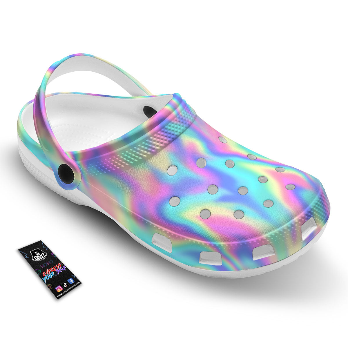 Holographic Rainbow Print Pattern Clog-grizzshop