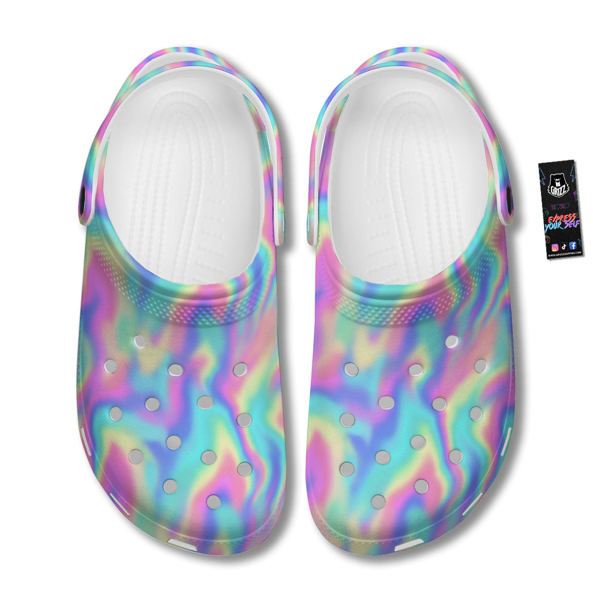 Holographic Rainbow Print Pattern Clog-grizzshop