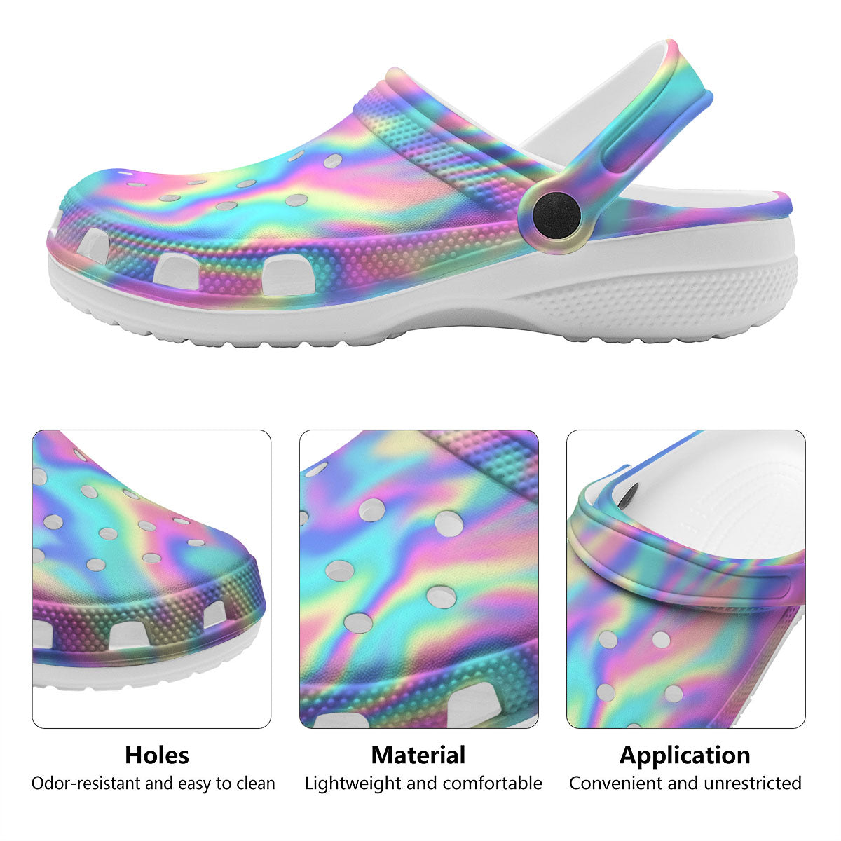Holographic Rainbow Print Pattern Clog-grizzshop