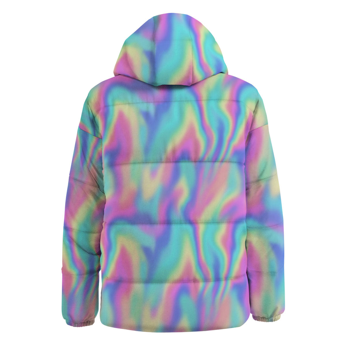 Holographic Rainbow Print Pattern Down Jacket-grizzshop