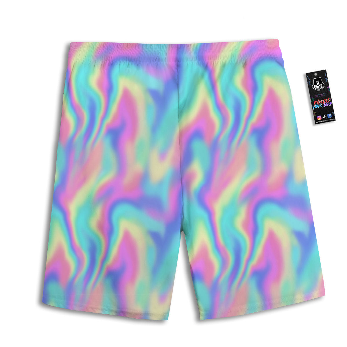 Holographic Rainbow Print Pattern Men's Athletic Shorts