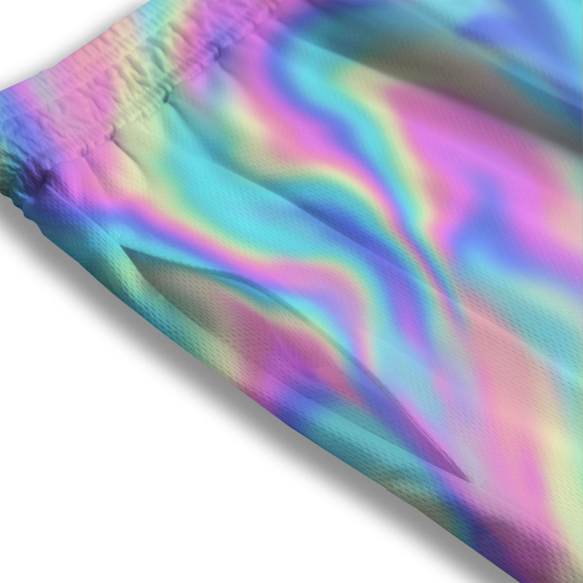 Holographic Rainbow Print Pattern Mesh Shorts