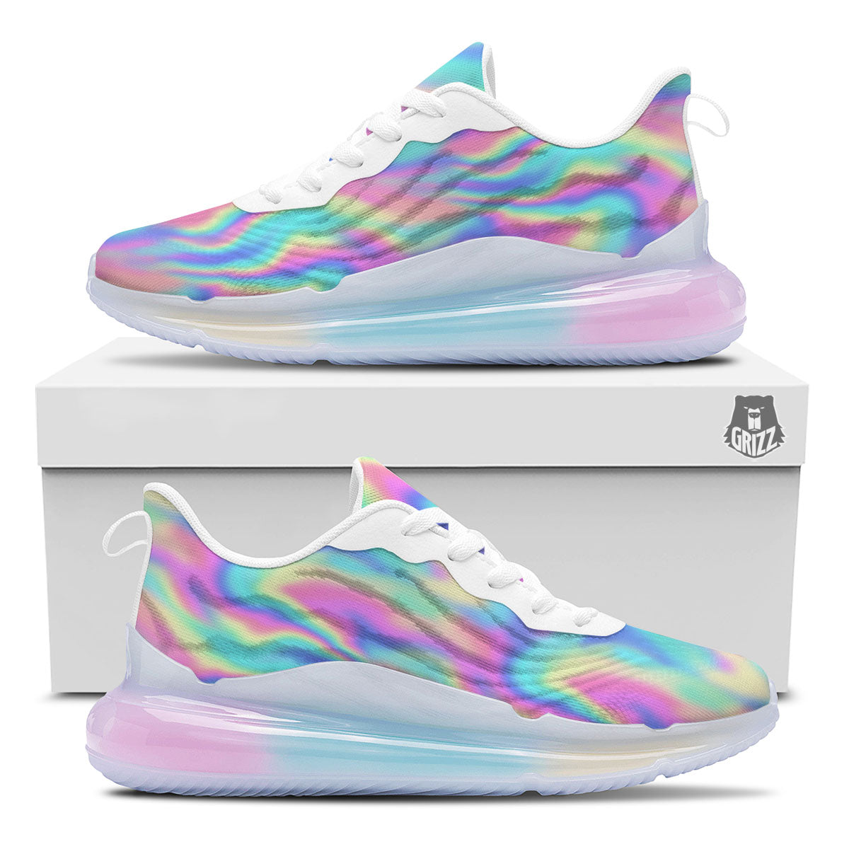 Holographic Rainbow Print Pattern Running Sneakers-grizzshop