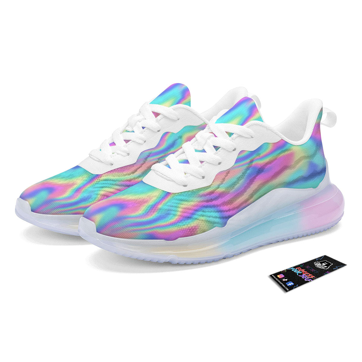 Holographic Rainbow Print Pattern Running Sneakers-grizzshop
