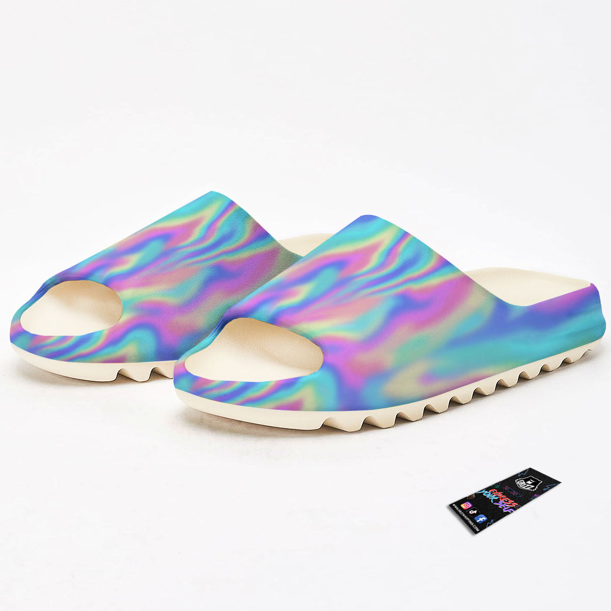 Holographic Rainbow Print Pattern Sandals-grizzshop