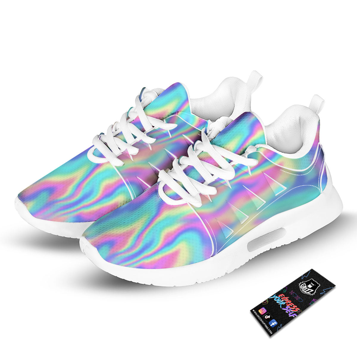 Holographic Rainbow Print Pattern Tennis Shoes-grizzshop