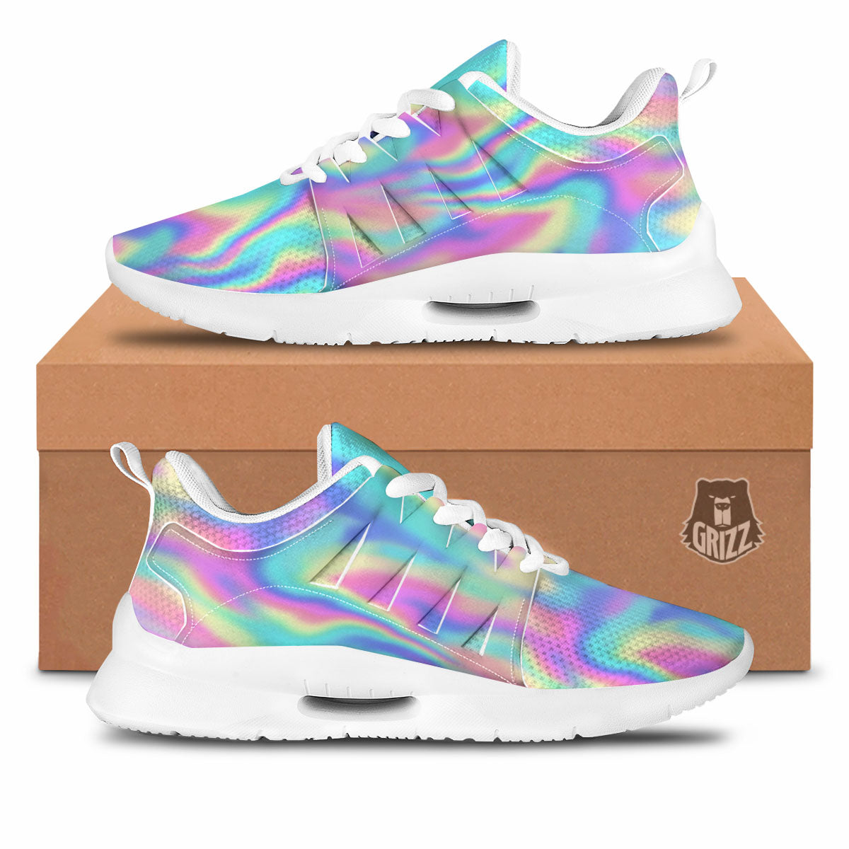 Holographic Rainbow Print Pattern Tennis Shoes-grizzshop