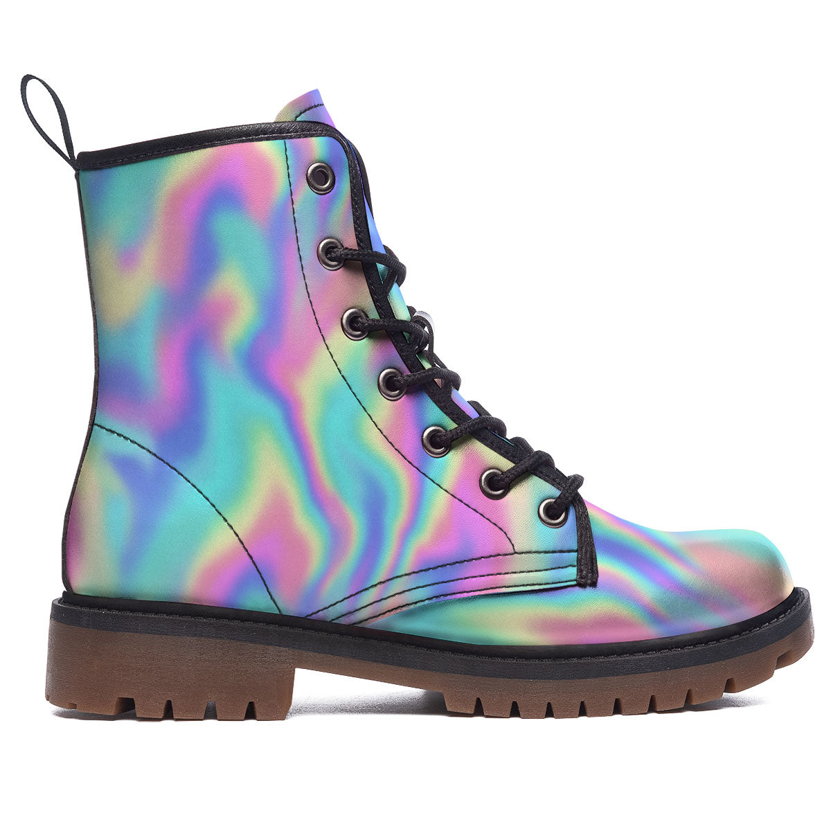 Holographic Rainbow Print Pattern Work Boots-grizzshop