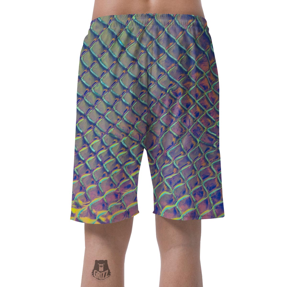 Holographic Snakeskin Print Men's Shorts-grizzshop