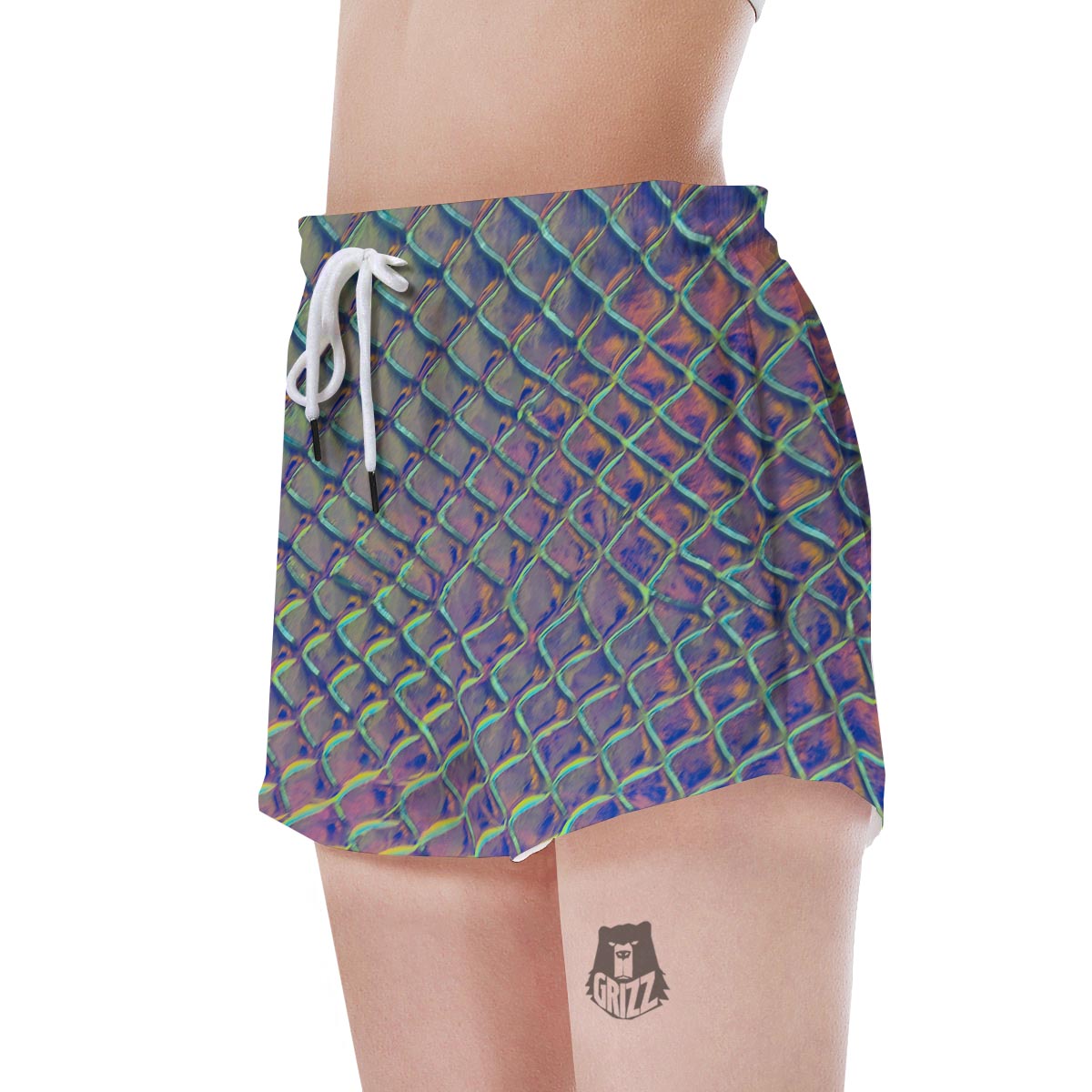 Holographic Snakeskin Print Women's Shorts-grizzshop
