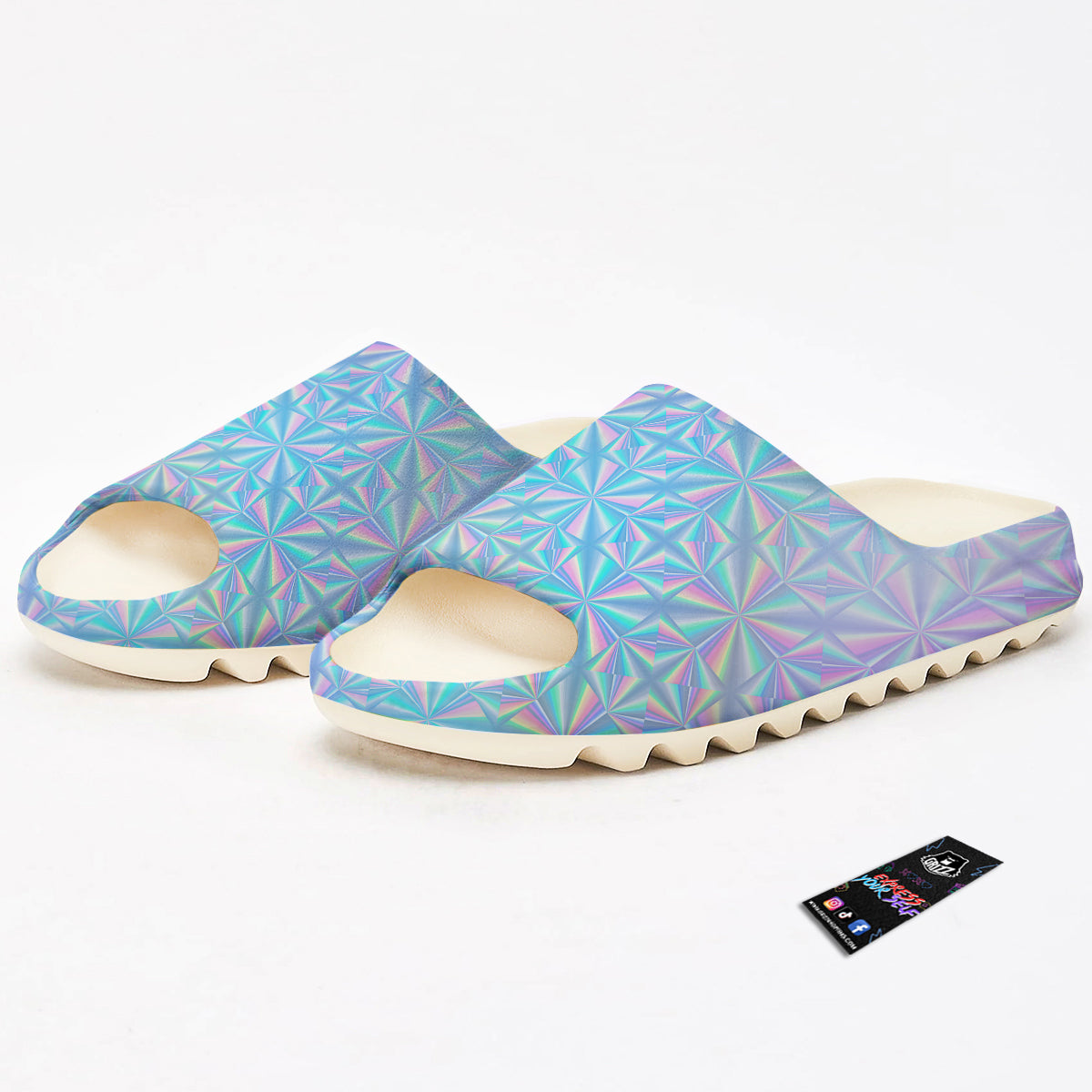 Holographic Paper Texture Print Sandals-grizzshop