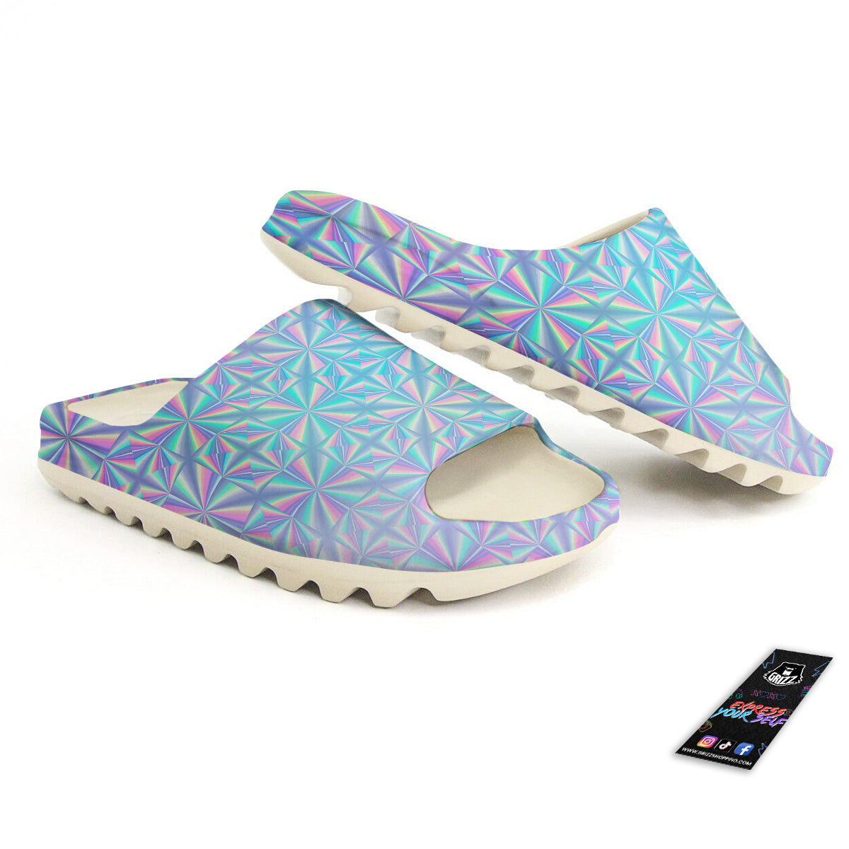 Holographic Paper Texture Print Sandals-grizzshop