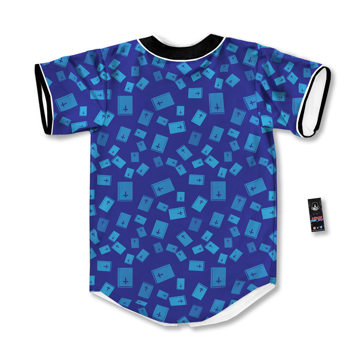 Holy Bible Blue Print Pattern Baseball Jersey-grizzshop