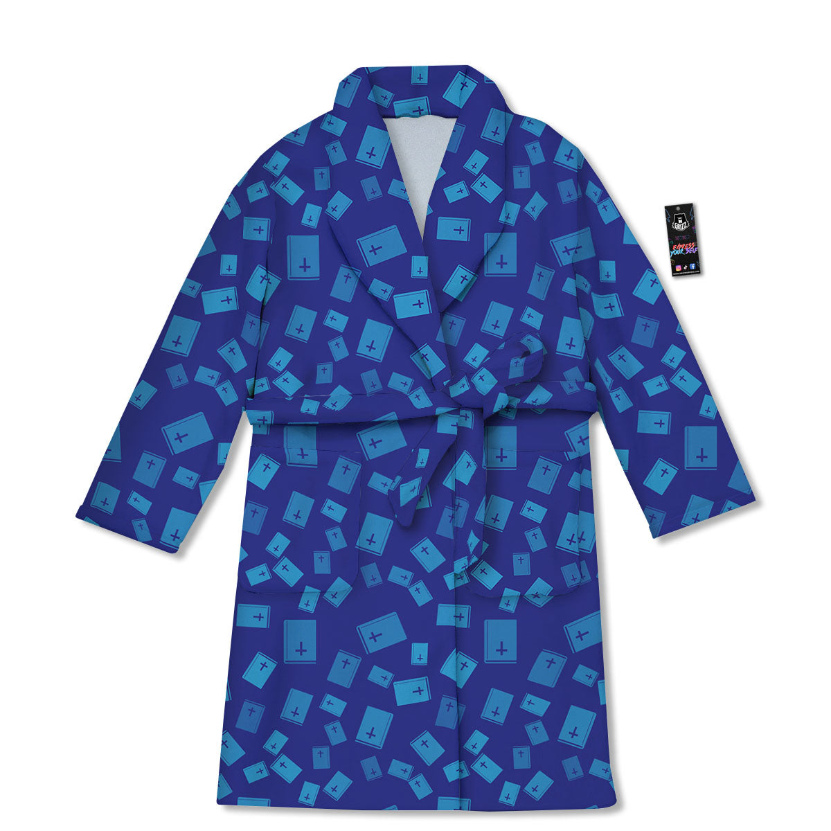 Holy Bible Blue Print Pattern Bathrobe-grizzshop