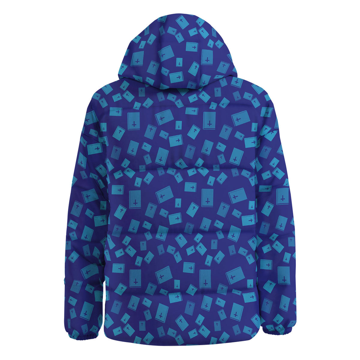 Holy Bible Blue Print Pattern Down Jacket-grizzshop
