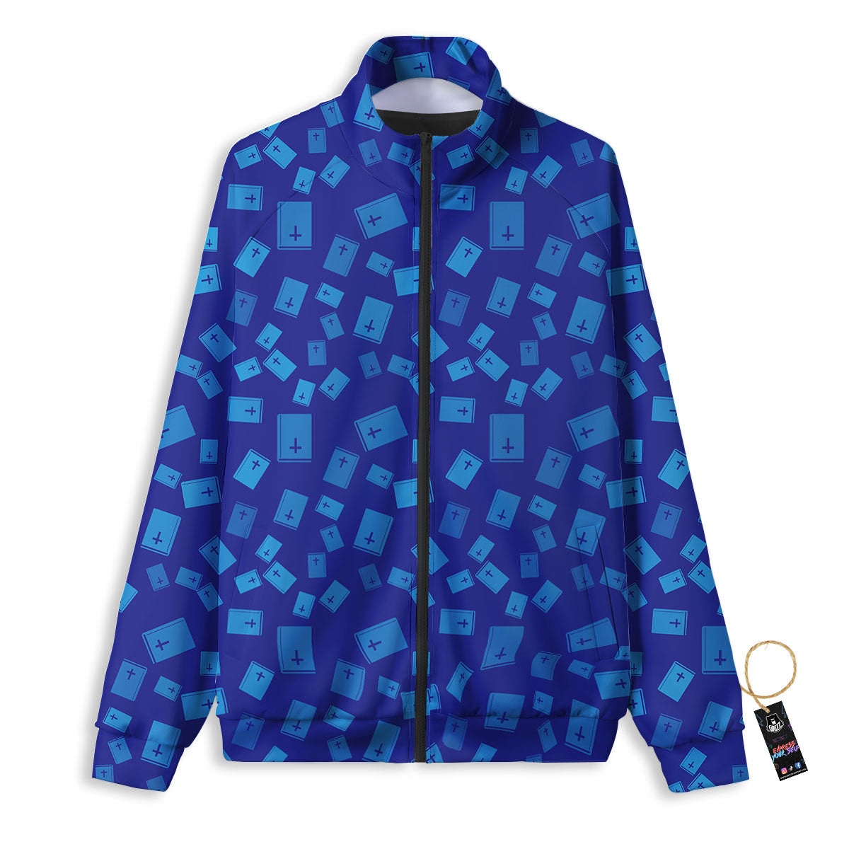 Holy Bible Blue Print Pattern Track Jacket-grizzshop