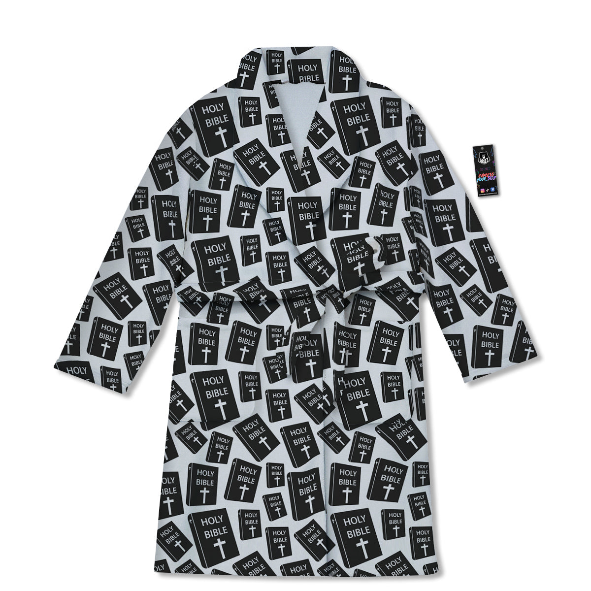 Holy Bible Christian Black Print Pattern Bathrobe-grizzshop
