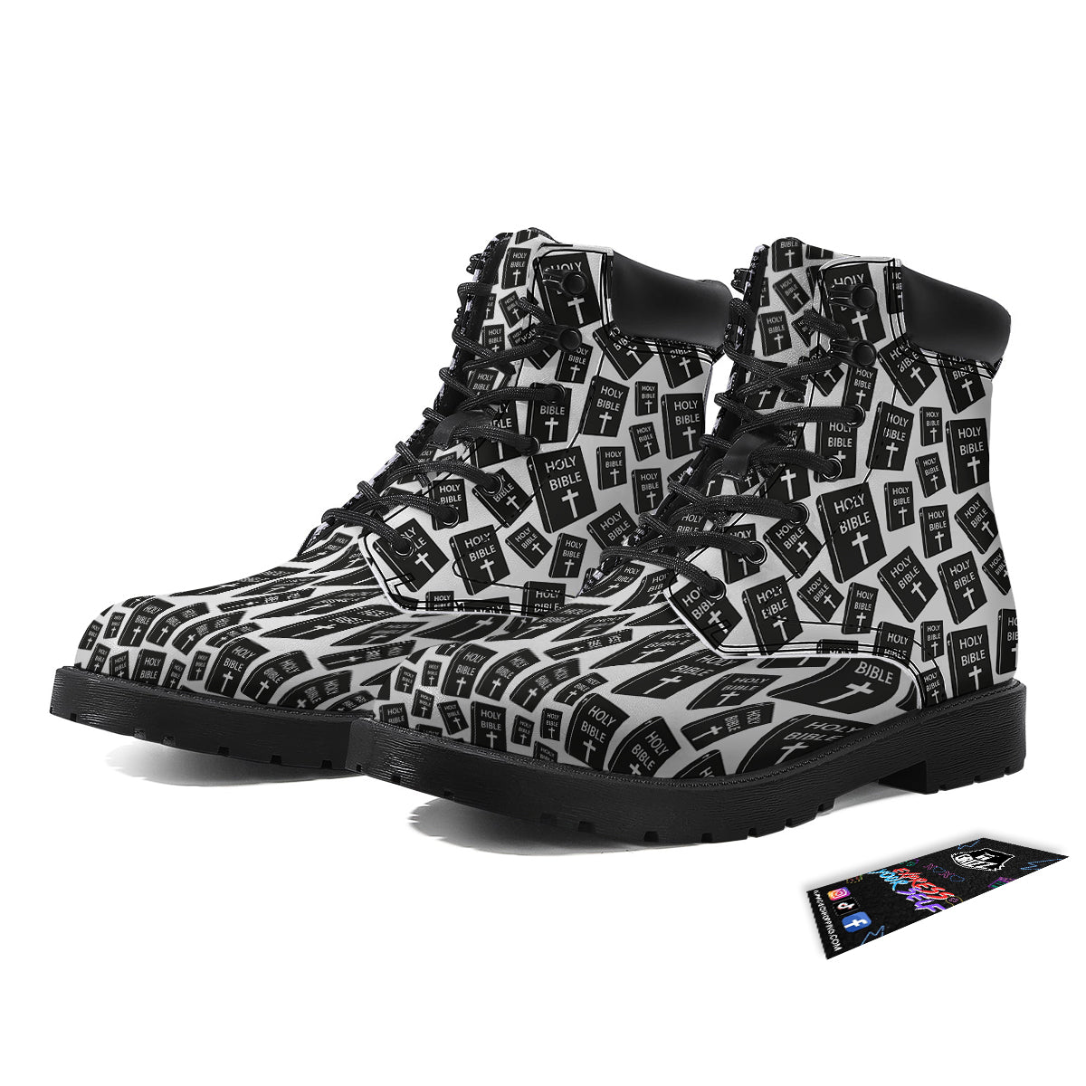 Holy Bible Christian Black Print Pattern Boots-grizzshop