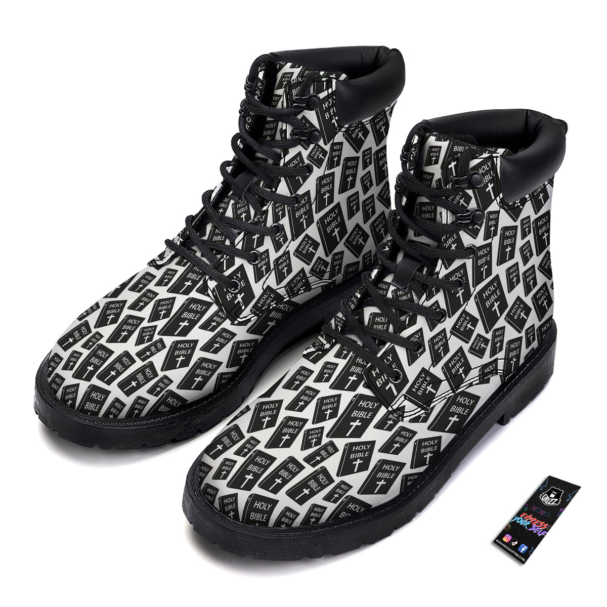 Holy Bible Christian Black Print Pattern Boots-grizzshop