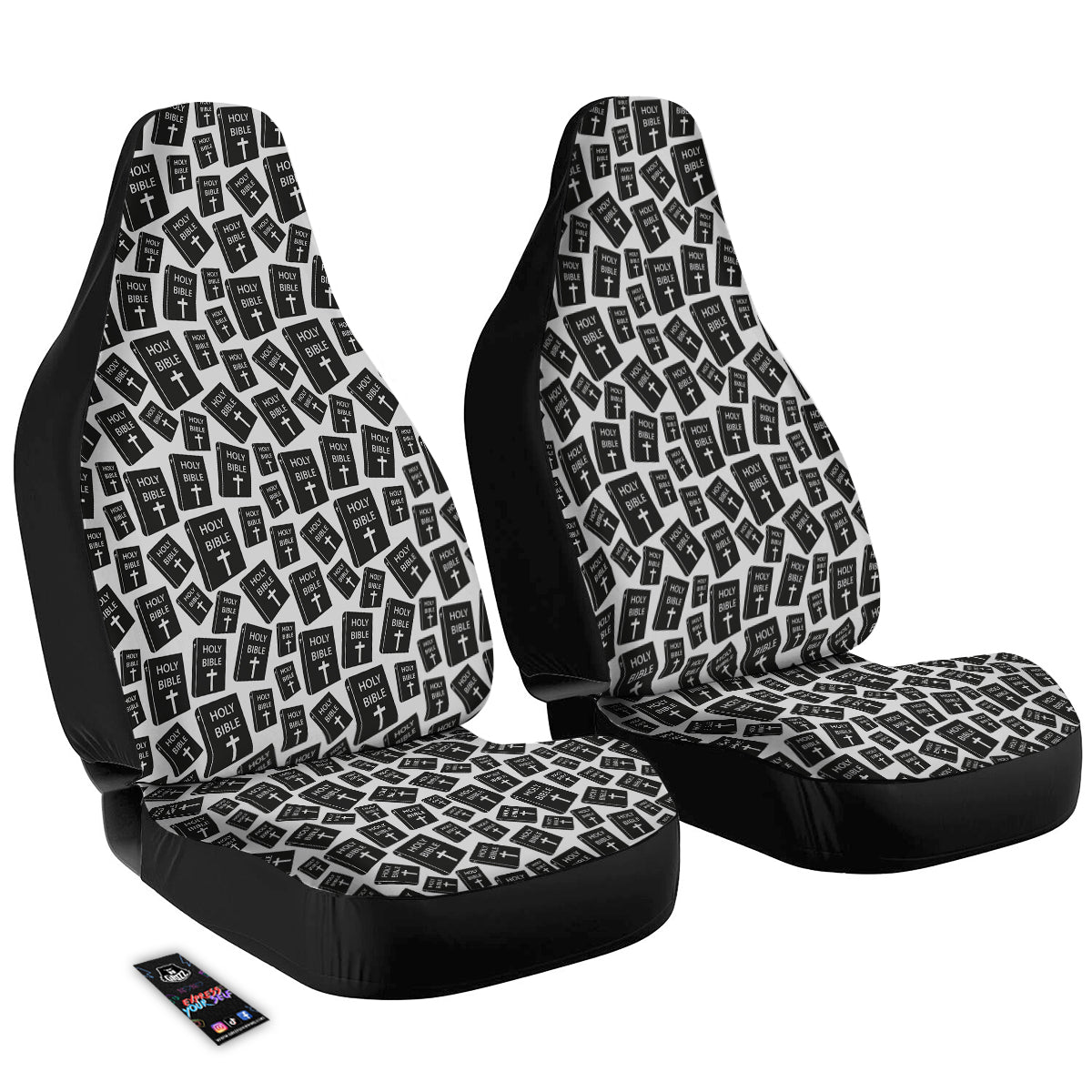 Holy Bible Christian Black Print Pattern Car Seat Covers-grizzshop