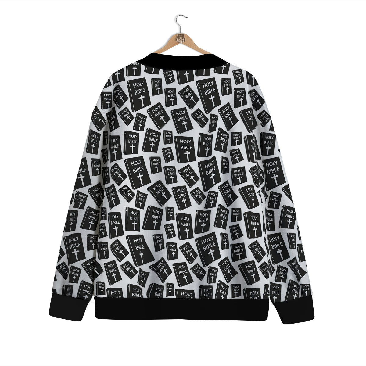 Holy Bible Christian Black Print Pattern Cardigan-grizzshop