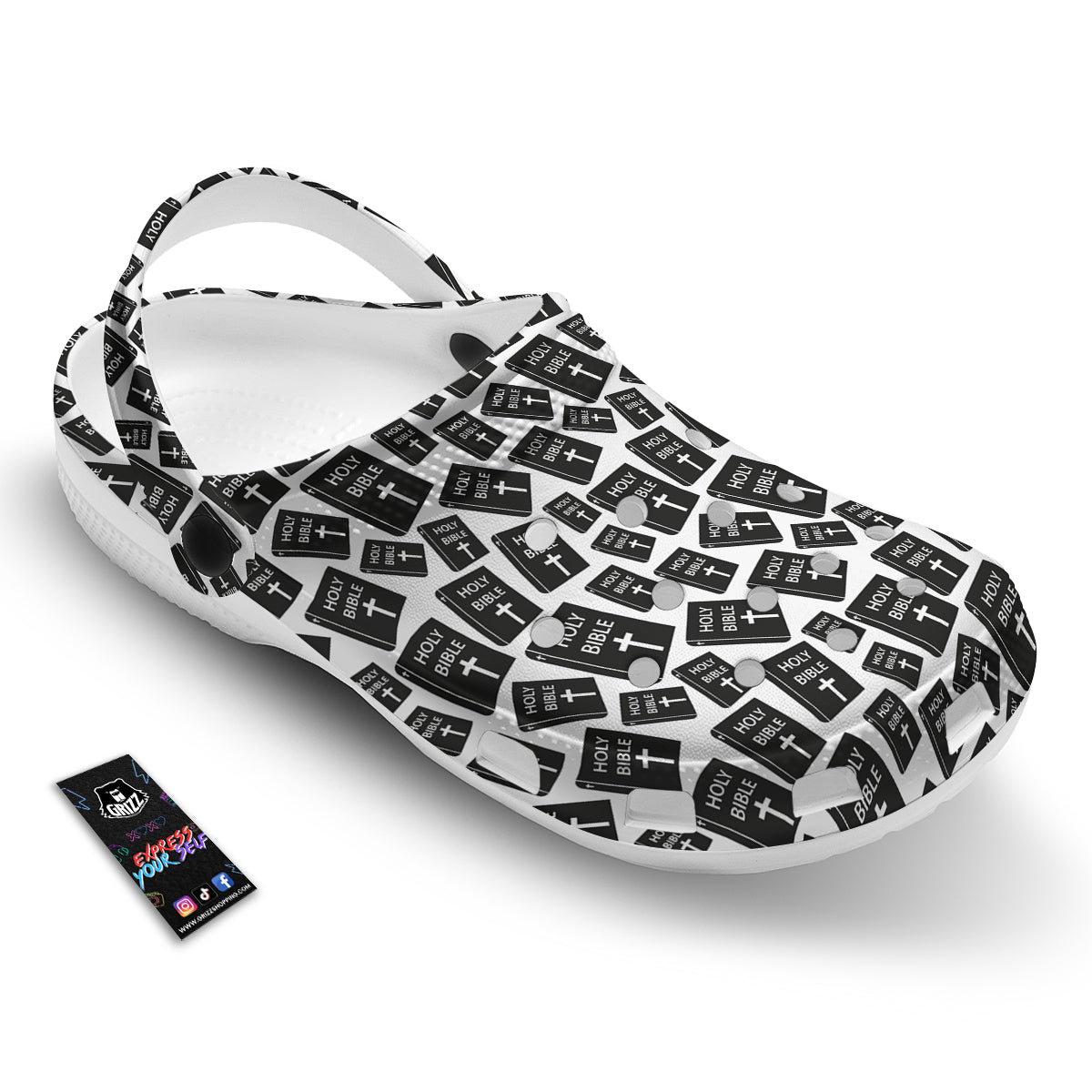 Holy Bible Christian Black Print Pattern Clog-grizzshop