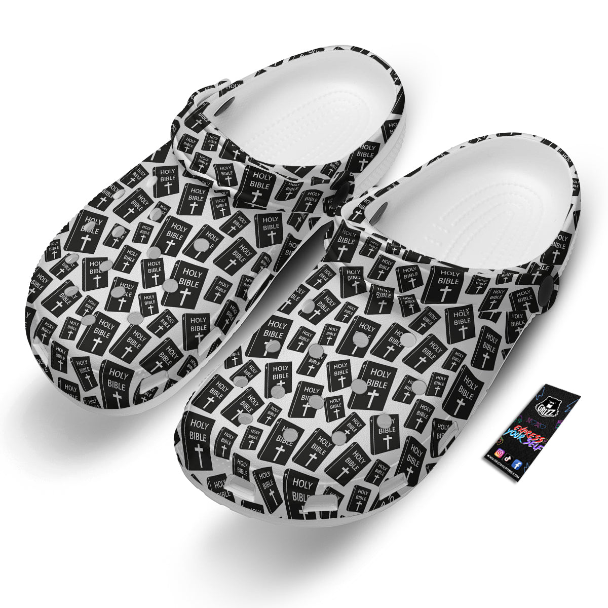 Holy Bible Christian Black Print Pattern Clog-grizzshop