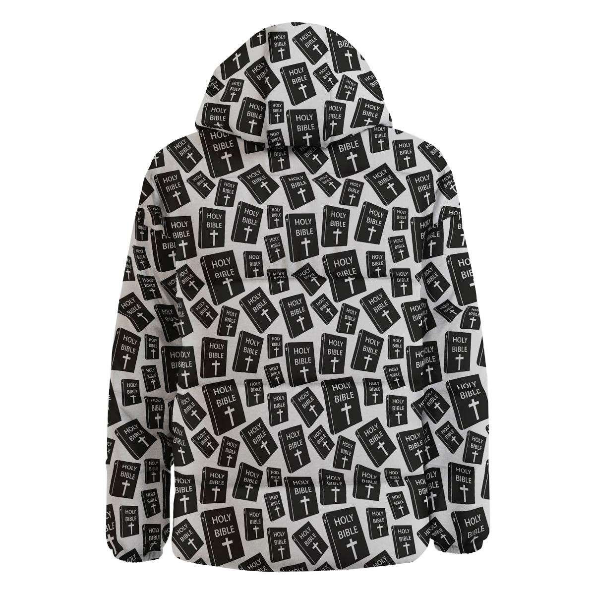 Holy Bible Christian Black Print Pattern Down Jacket-grizzshop