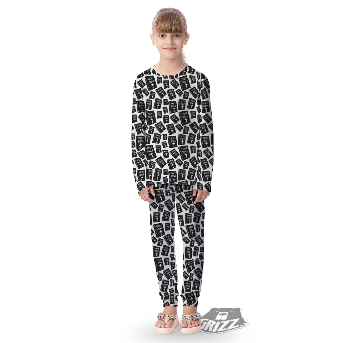 Holy Bible Christian Black Print Pattern Kid's Pajamas-grizzshop