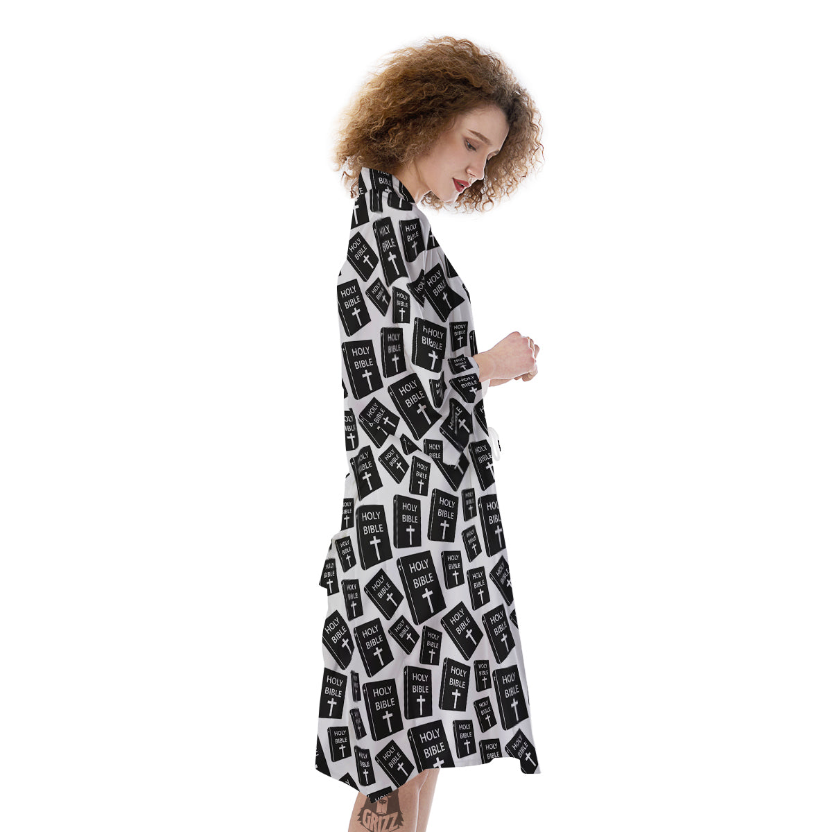 Holy Bible Christian Black Print Pattern Kimono-grizzshop