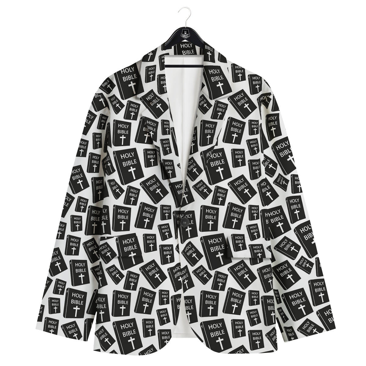 Holy Bible Christian Black Print Pattern Men's Sport Coat-grizzshop