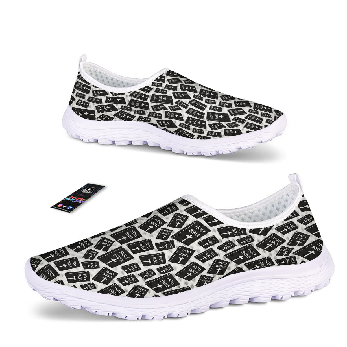 Holy Bible Christian Black Print Pattern Nurse Shoes-grizzshop