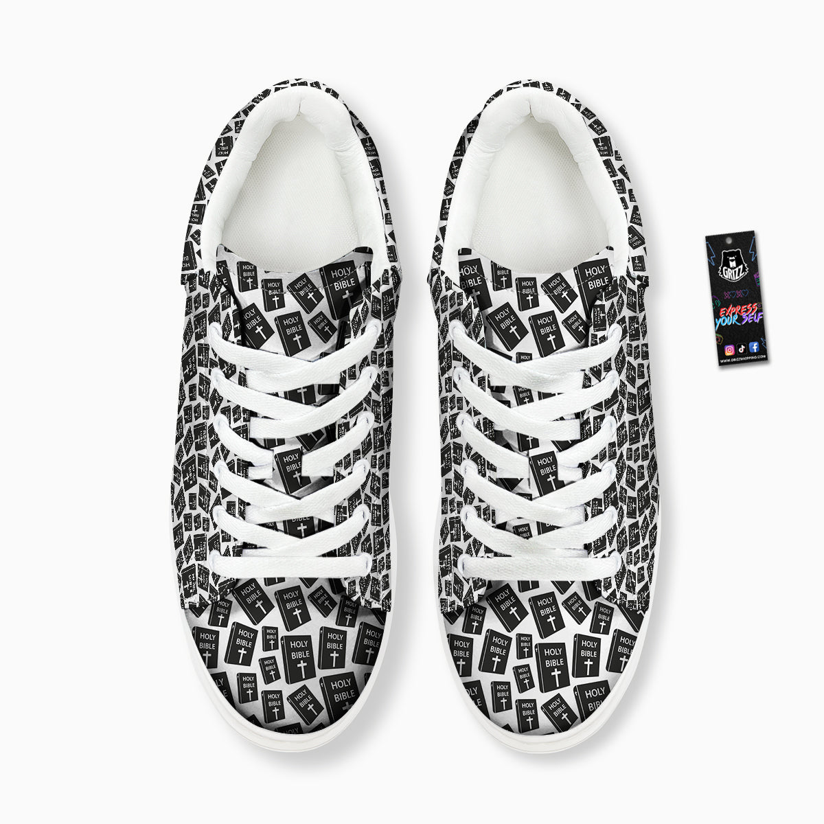 Holy Bible Christian Black Print Pattern Platform Shoes-grizzshop