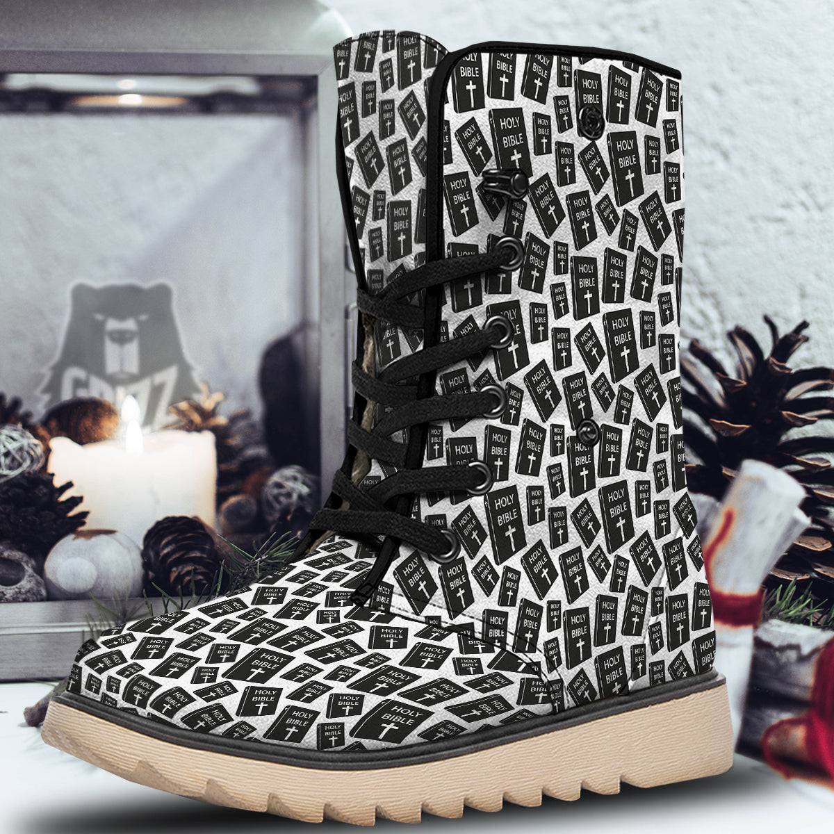 Holy Bible Christian Black Print Pattern Snow Boots-grizzshop