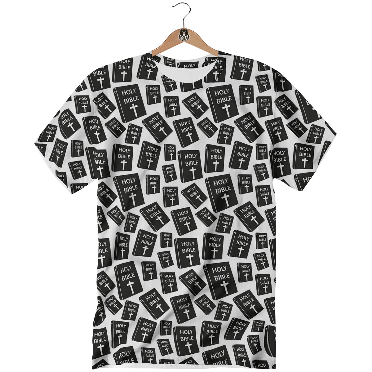 Holy Bible Christian Black Print Pattern T-Shirt-grizzshop