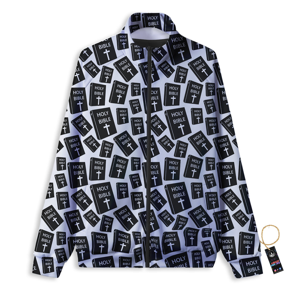 Holy Bible Christian Black Print Pattern Track Jacket-grizzshop