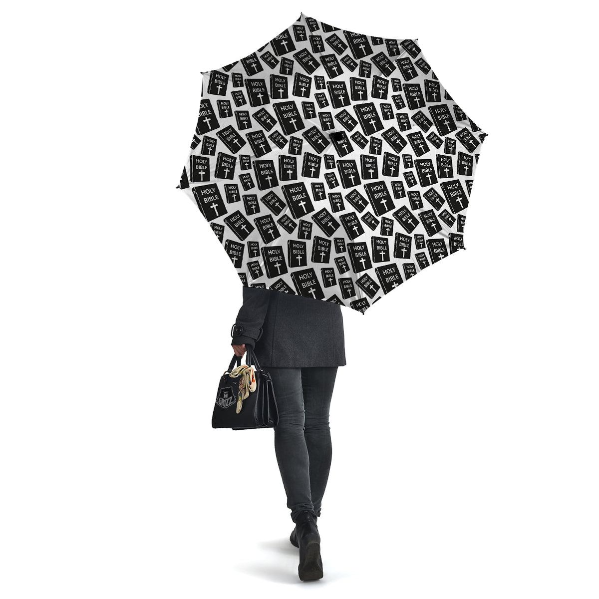 Holy Bible Christian Black Print Pattern Umbrella-grizzshop