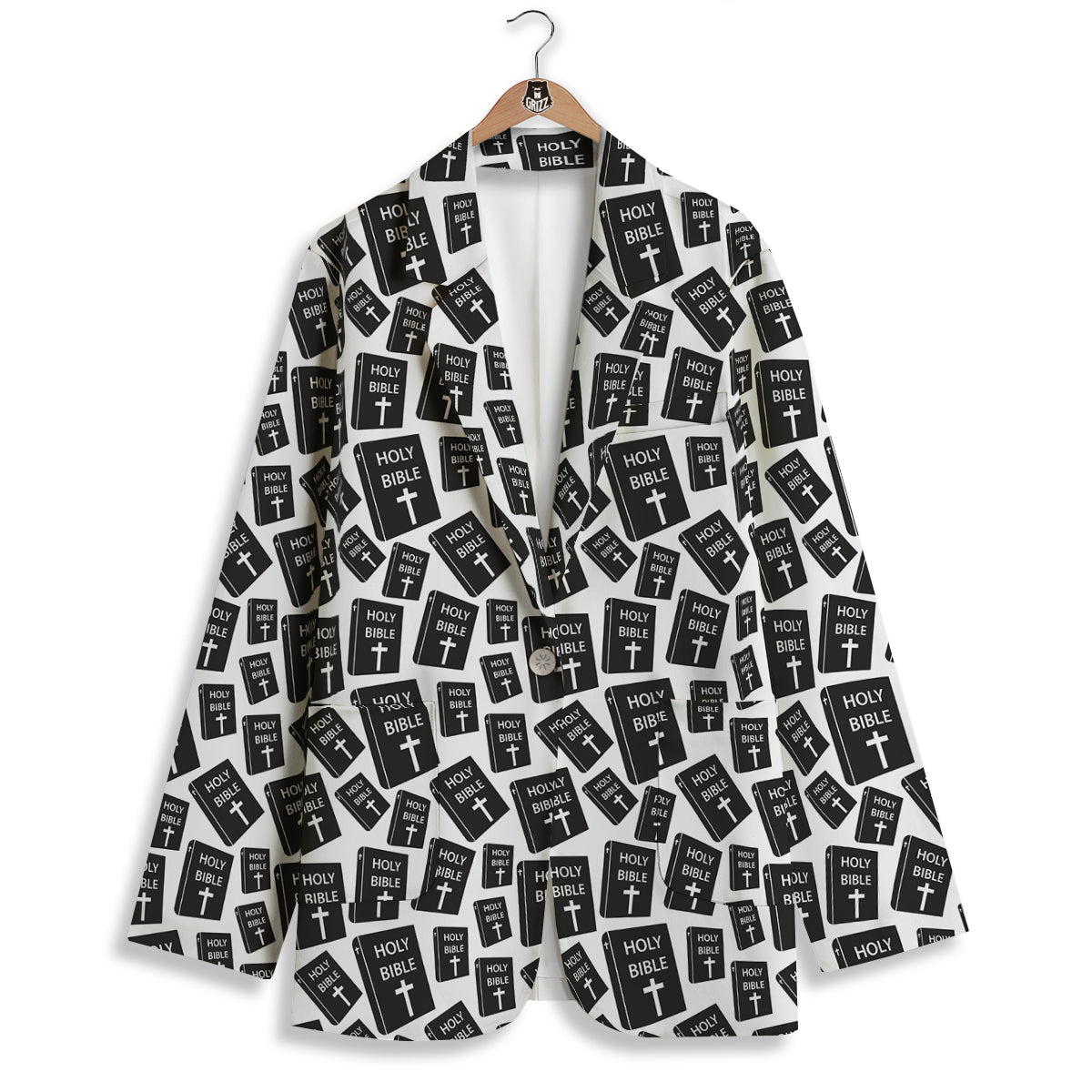 Holy Bible Christian Black Print Pattern Women's Blazer-grizzshop