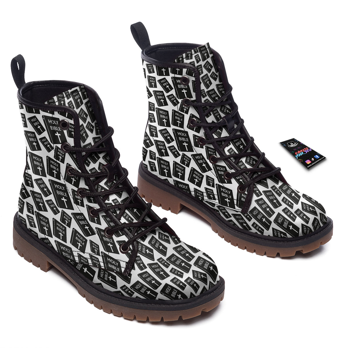 Holy Bible Christian Black Print Pattern Work Boots-grizzshop
