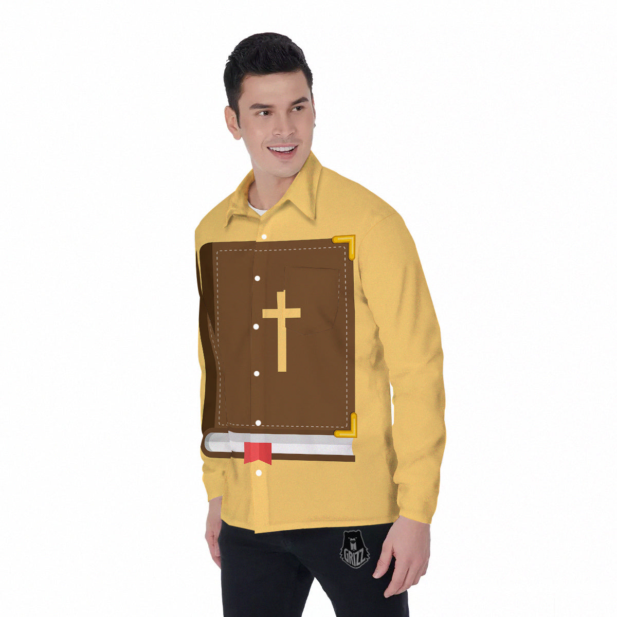 Holy Bible Christian Print Men's Long Sleeve Shirts-grizzshop
