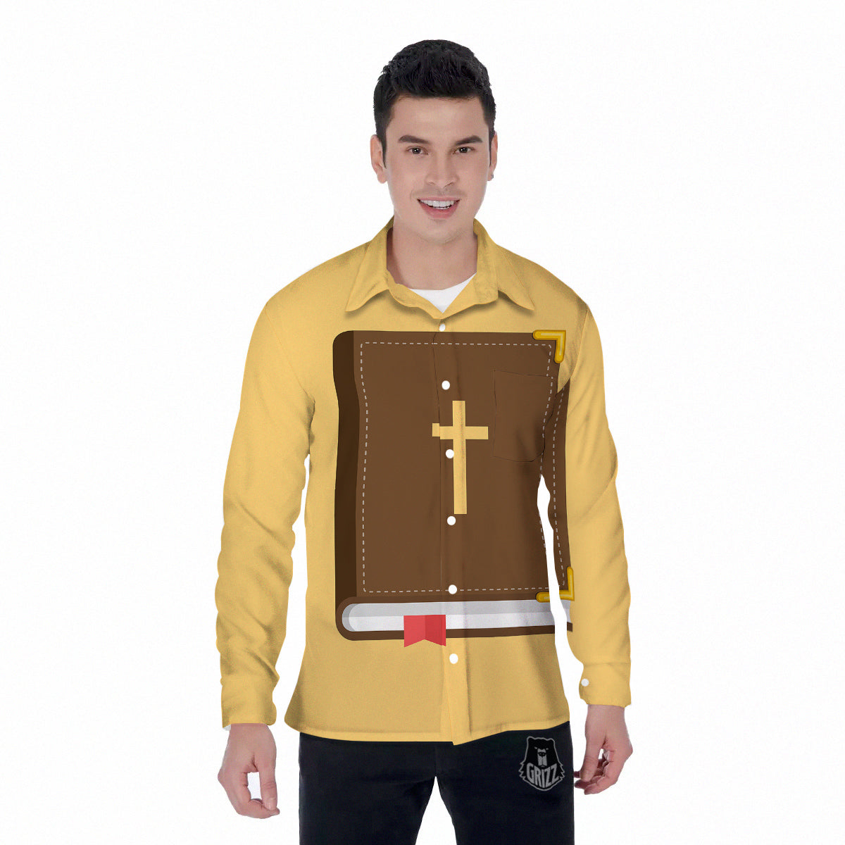 Holy Bible Christian Print Men's Long Sleeve Shirts-grizzshop