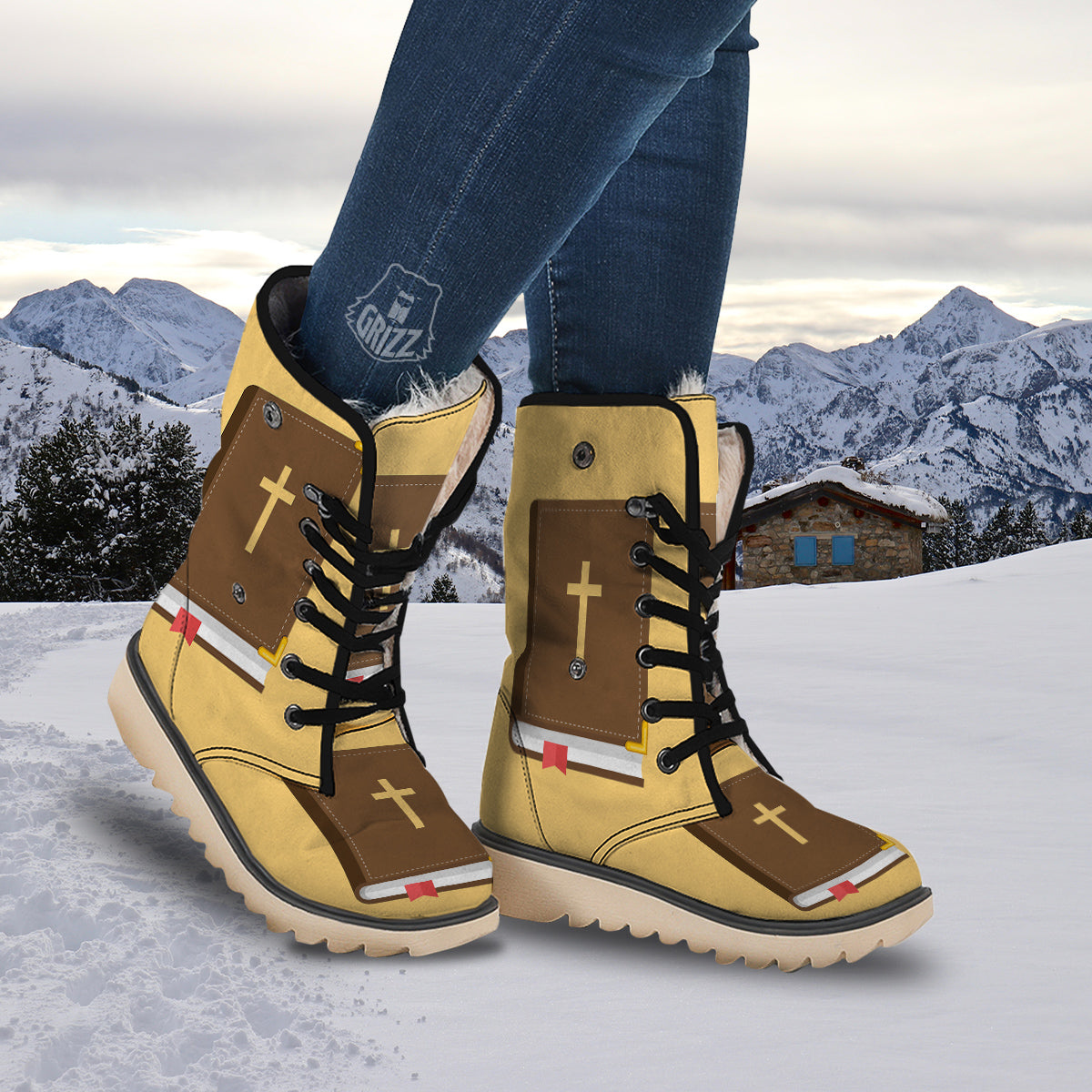 Holy Bible Christian Print Snow Boots-grizzshop