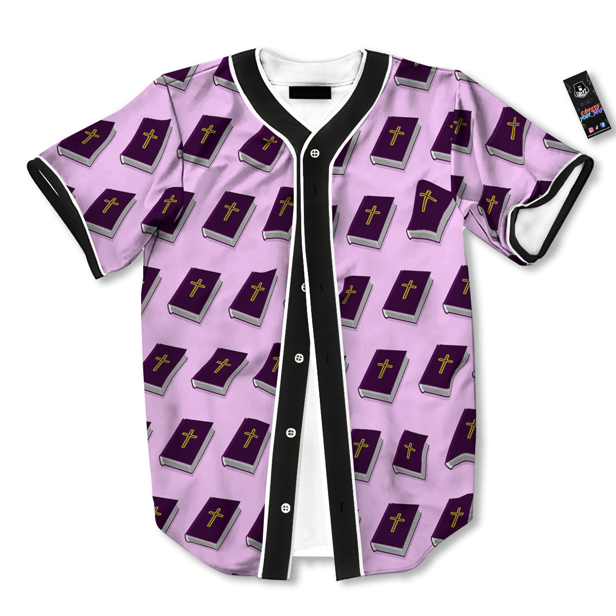 Holy Bible Purple Print Pattern Baseball Jersey-grizzshop
